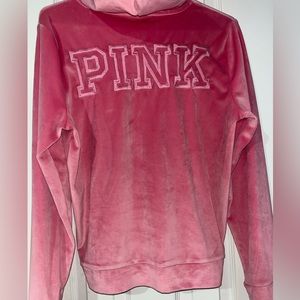 PINK velour zip up sweater